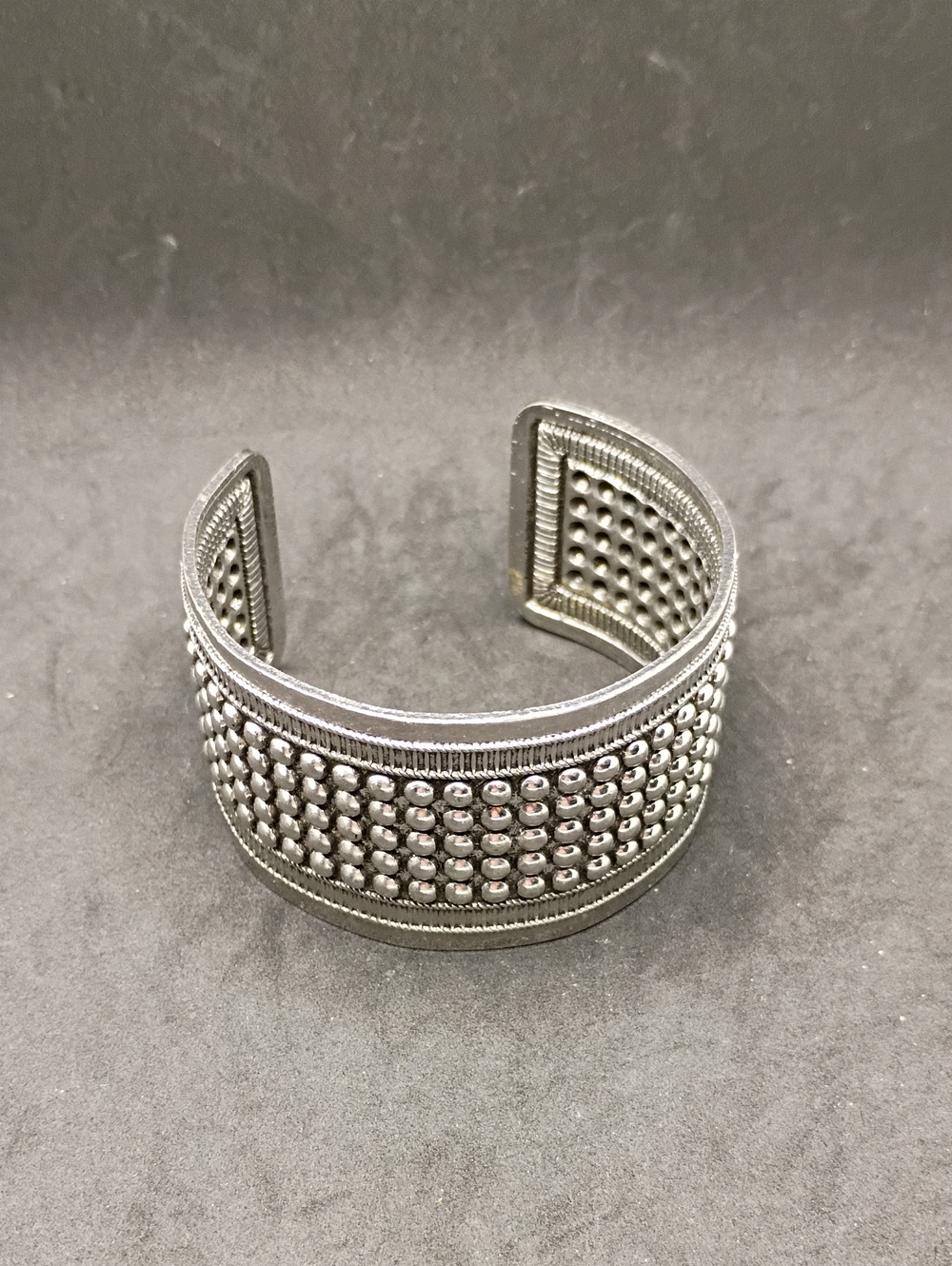 Silver Tone Textured Cuff Bracelet